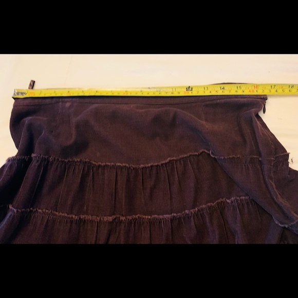 Chocolate brown color real cordroy midi skirt with multiple tiered ruffles US M - Picture 7 of 7